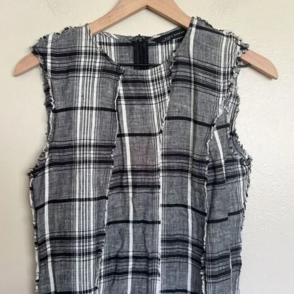 Zara 100% Linen Plaid Sleeveless Maxi - Picture 3 of 5